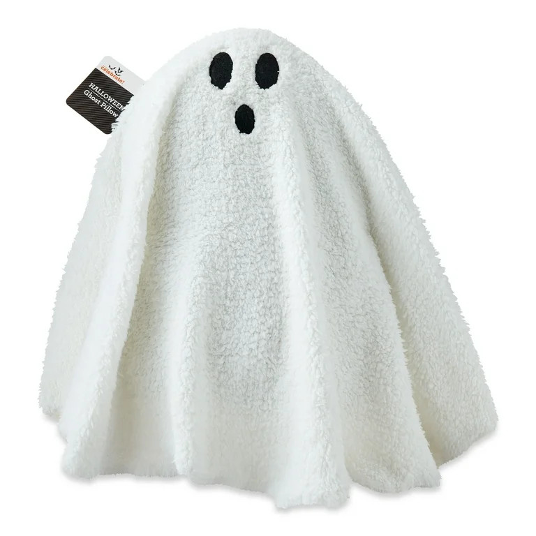Ghost Sherpa Pillow, White, 17", Halloween by Way To Celebrate | Walmart (US)