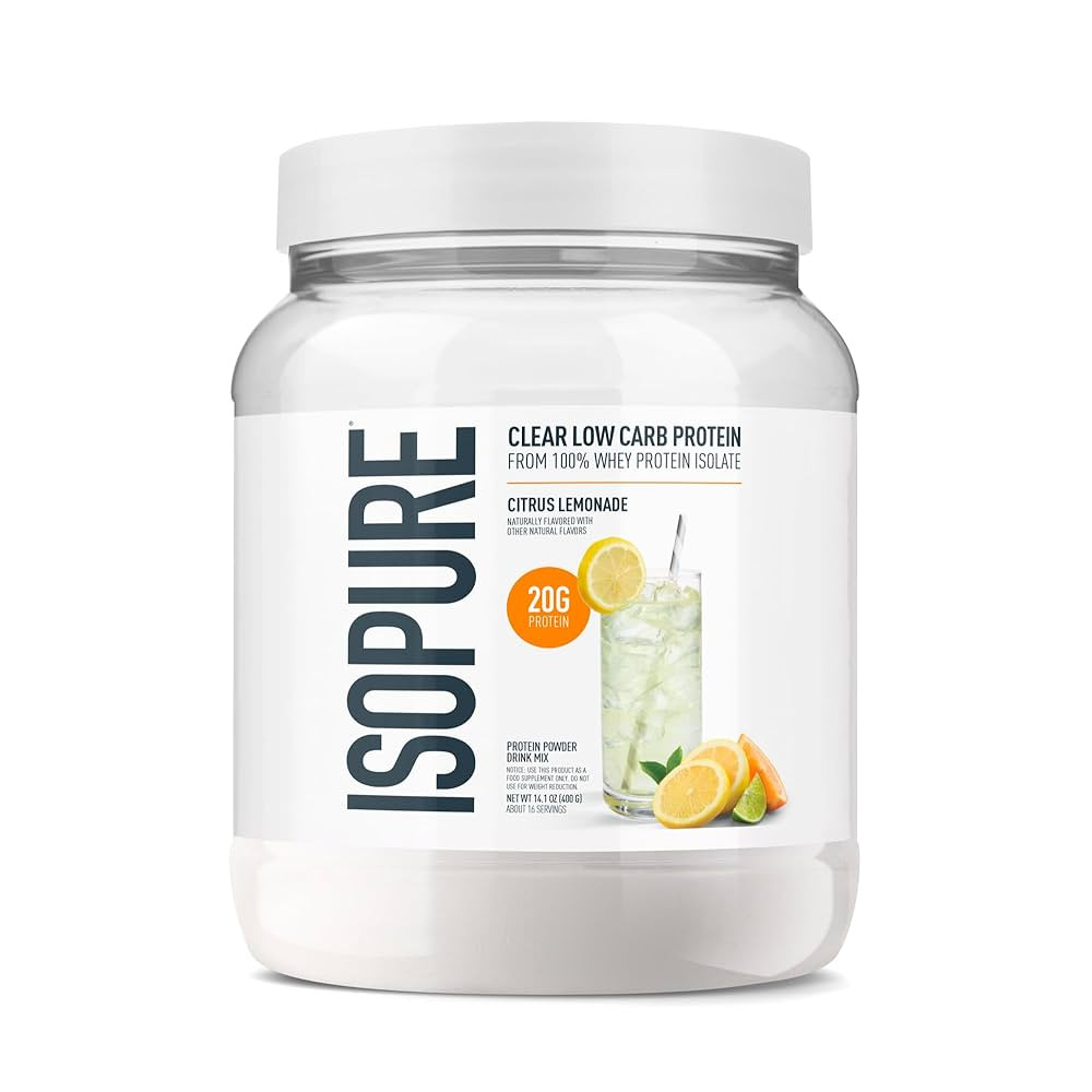 Isopure Clear Whey Isolate Protein Powder, Lactose Free, Gluten Free, Naturally Flavored, Citrus ... | Amazon (US)