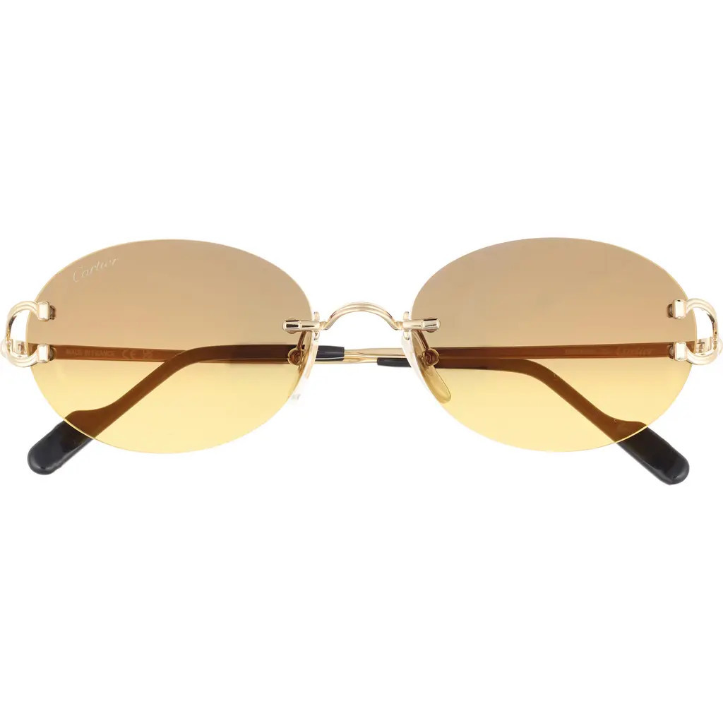 Cartier 55mm Gradient Rimless Oval Sunglasses in Gold /Brown Lens at Nordstrom | Nordstrom