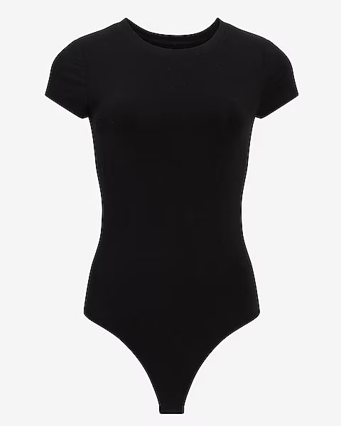 Fitted Double Layer Crew Neck Thong Bodysuit | Express
