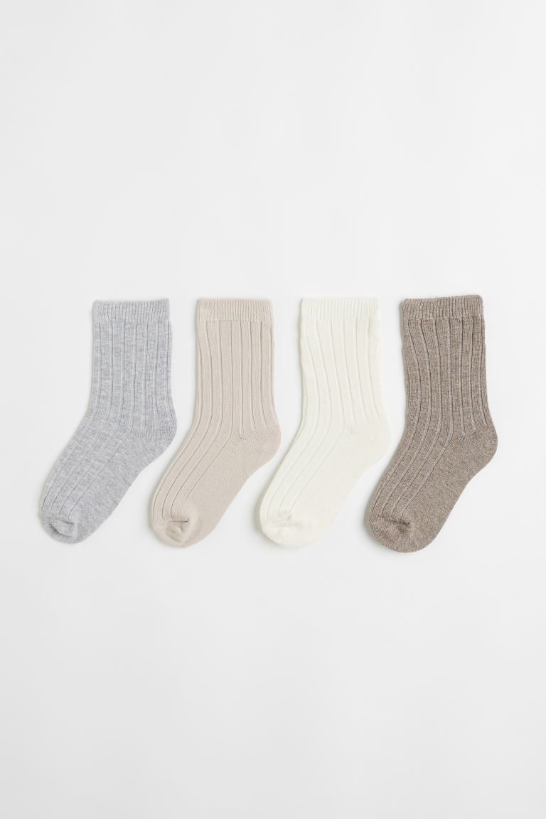 4-pack Socks - Gray melange/beige - Kids | H&M US | H&M (US)