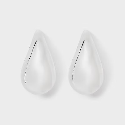 Thick Tear Drop Stud Earrings - A New Day™ Silver: Hypoallergenic Plastic, Post Closure, 1.3" L... | Target