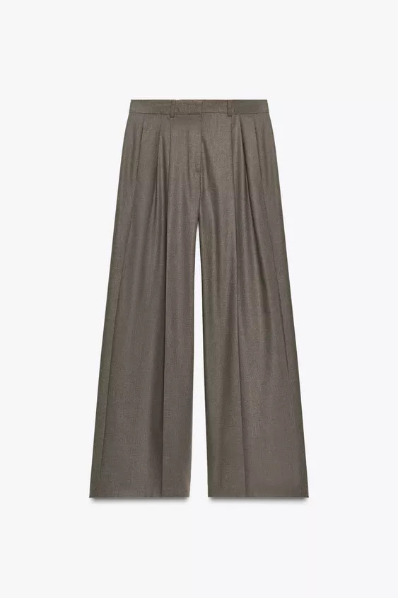 HOSE MIT BUNDFALTEN UND WEITEM BEIN ZW COLLECTION | Zara DE
