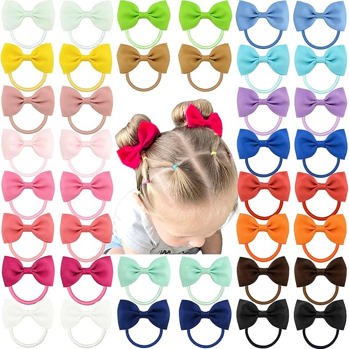 CÉLLOT Toddler Hair Accessories - 40pcs 2.75" Elastics Rubber Ribbon Bands, Bows for Baby Girls,... | Amazon (US)