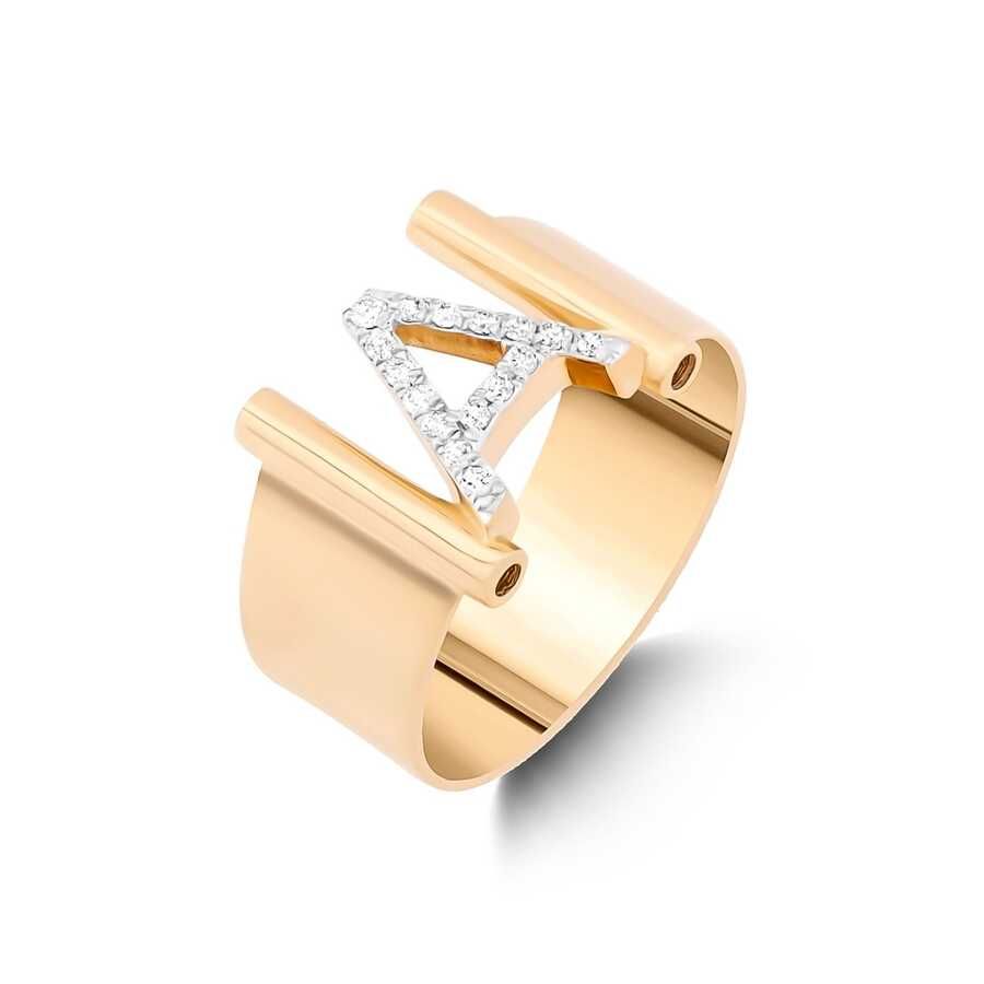 Diamond Initial Cigar Ring | Happy Jewelers