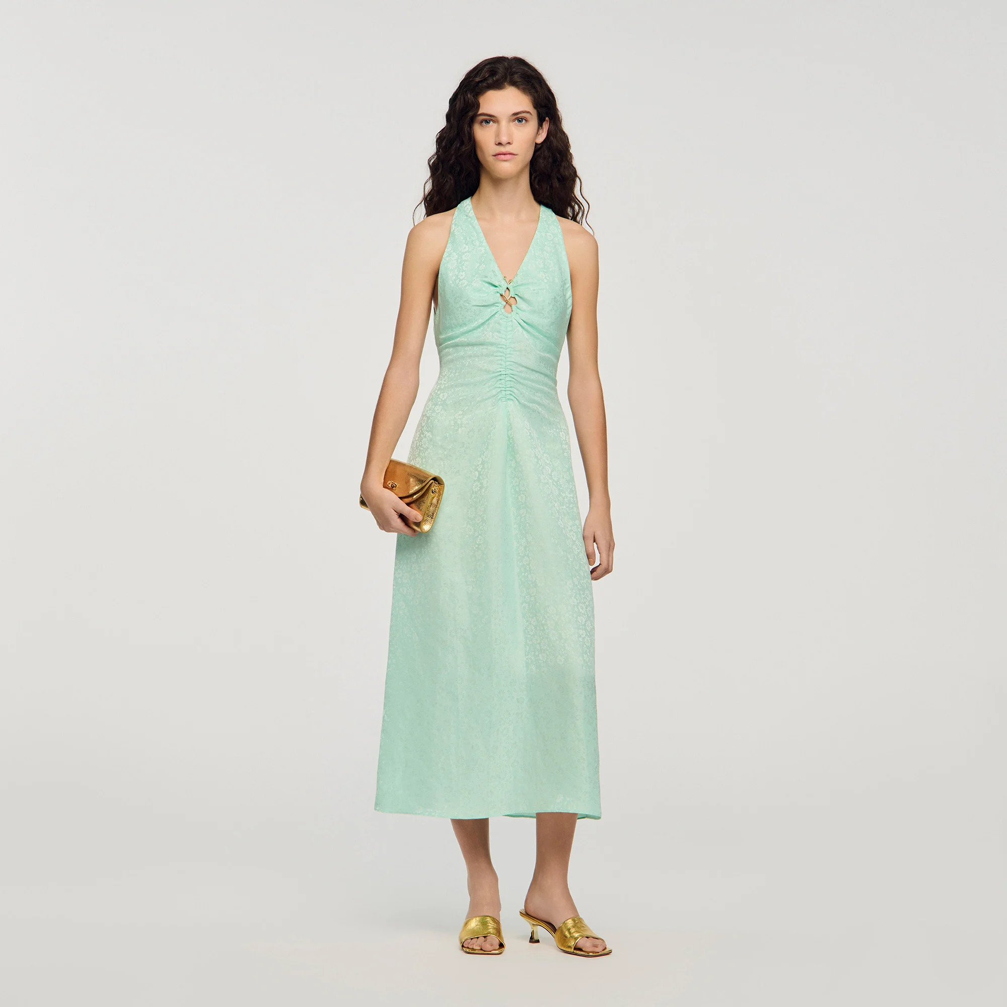 V-neck floral print maxi dress | Sandro US | Sandro-Paris US