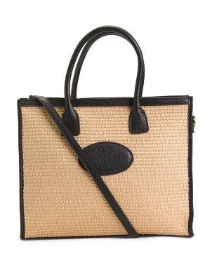 Made In Italy Leather Raffia Tote | Handbags | Marshalls | Marshalls