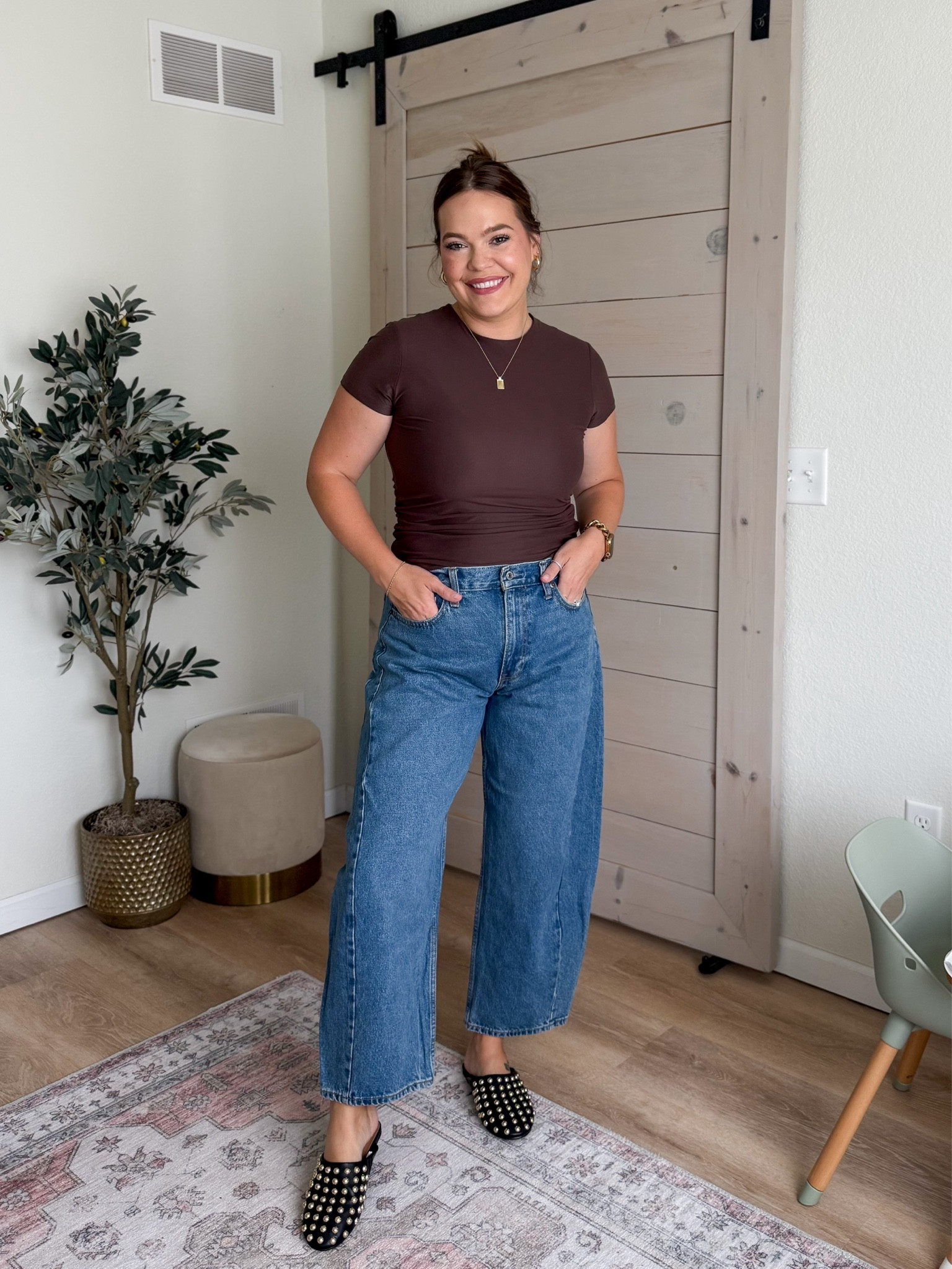 Barrel Jean style - use code DENIMAF for an additional 20% off their current sale through 8/11 / wearing true size in jeans and size large / midsize mom style  

#LTKSaleAlert #LTKMidsize #LTKStyleTip