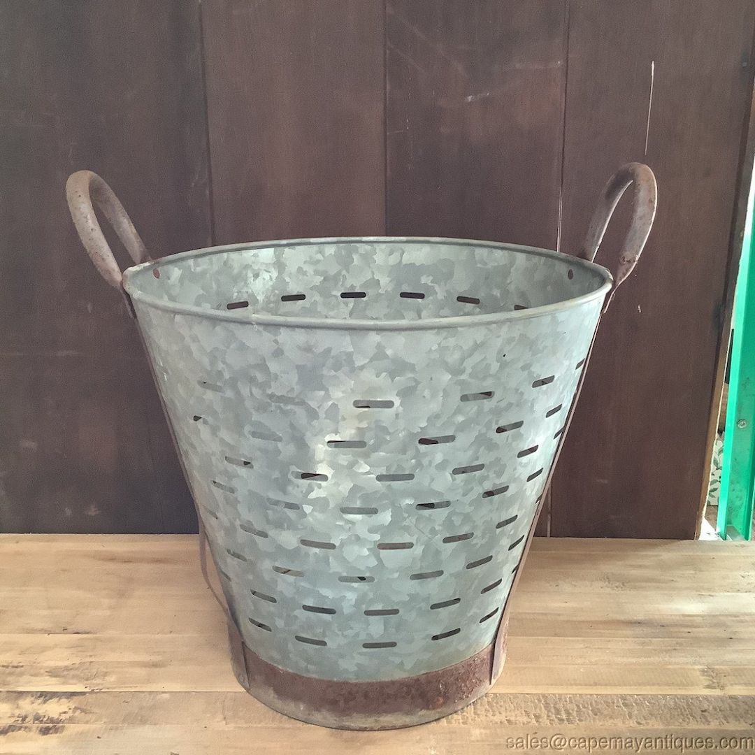 Vintage Olive Bucket Galvanized Metal Farm House Decor Front - Etsy | Etsy (US)