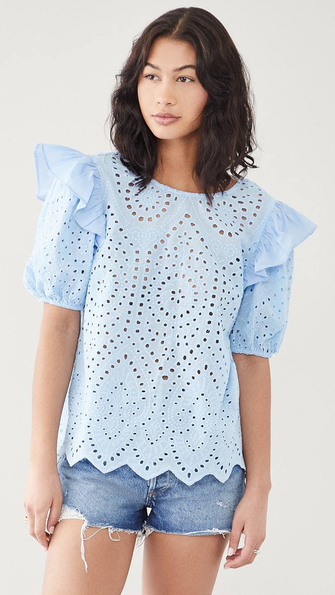 Ruffle Sleeve Eyelet Top | Shopbop