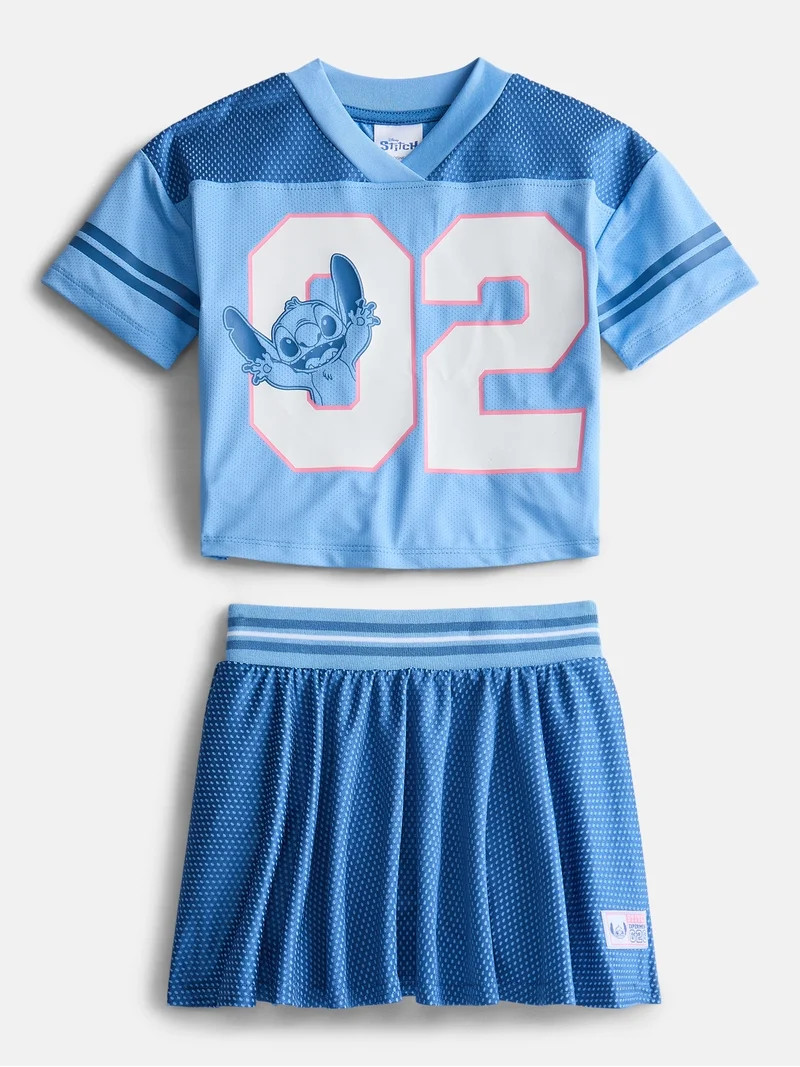 Stitch Toddler Girls Short Sleeve Graphic Jersey and Skirt Set, 2 Piece, Sizes 12M-5T | Walmart (US)