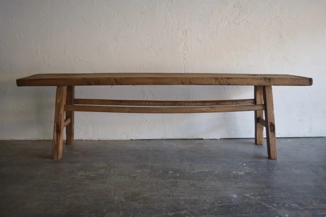 Large Dark Solid Wood Bench Vintage Inspired | Etsy (US)