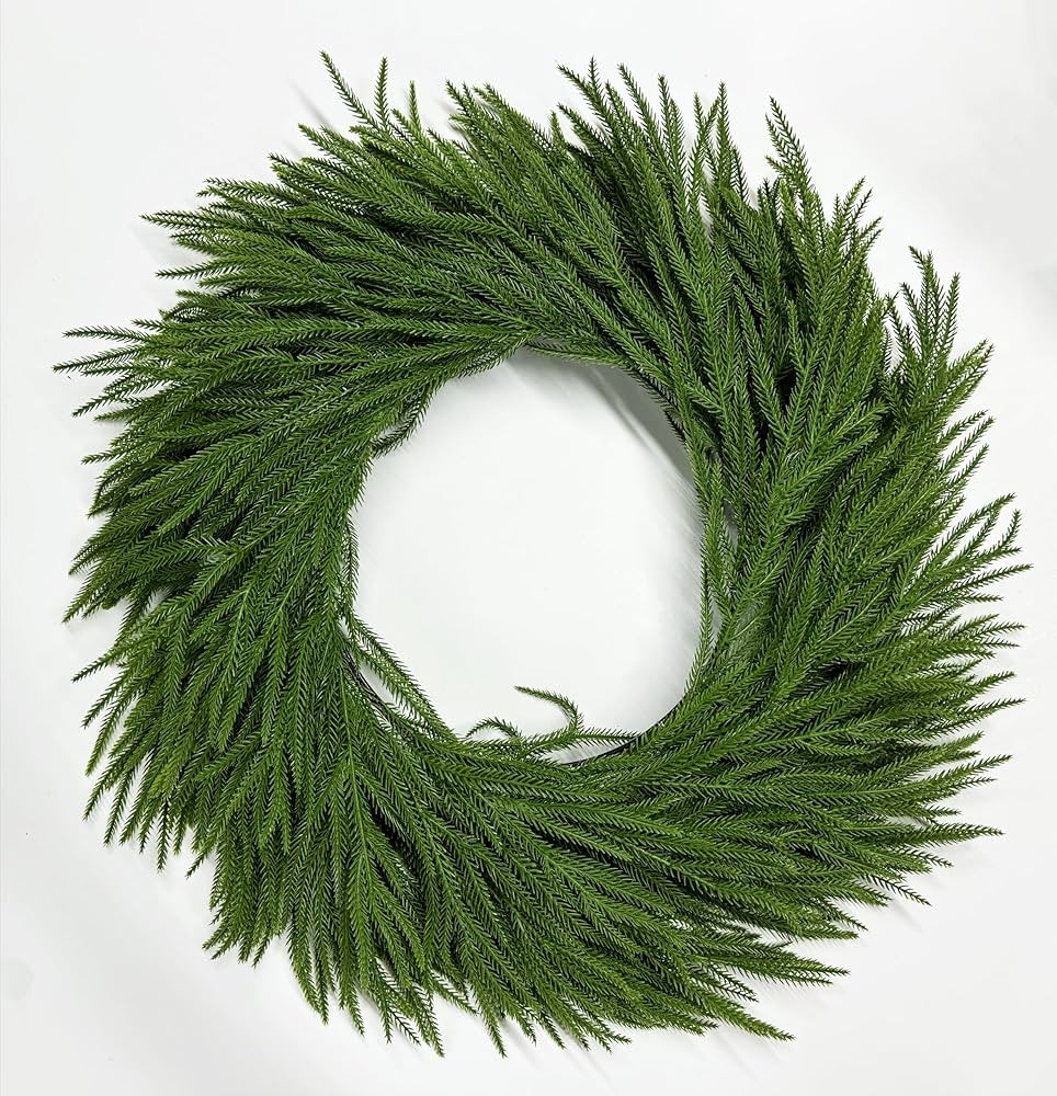 Christmas Wreaths for Front Door 24 Inch Norfolk Pine Wreath for All Seasons Artificial Green Wre... | Amazon (US)