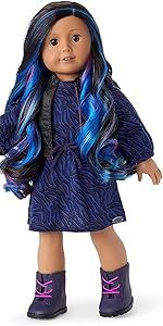 American Girl Truly Me Doll 90 Skater Dress with Book, Blue Eyes, Long Blue Hair, Chic & Stylish Acc | Amazon (US)