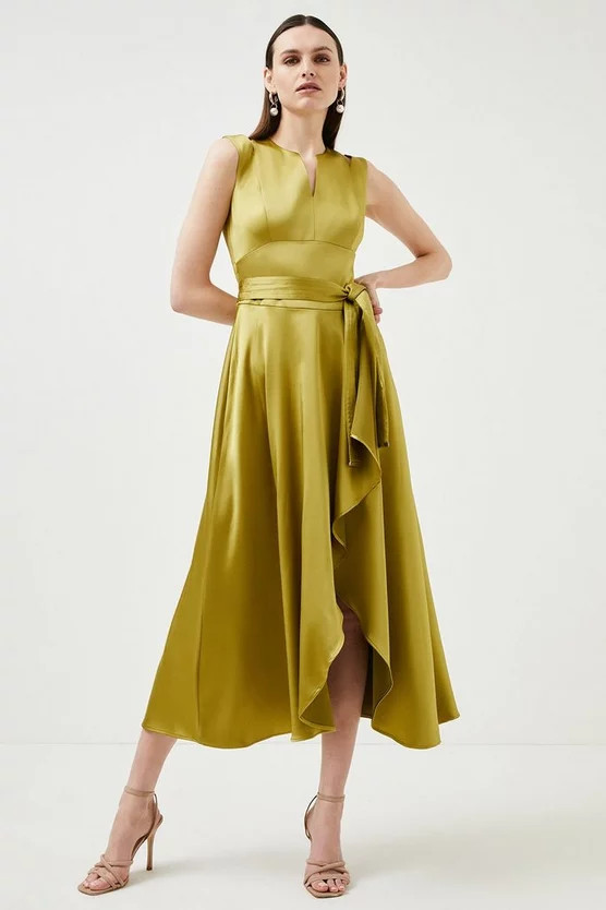 Satin Waterfall Dress | Karen Millen US