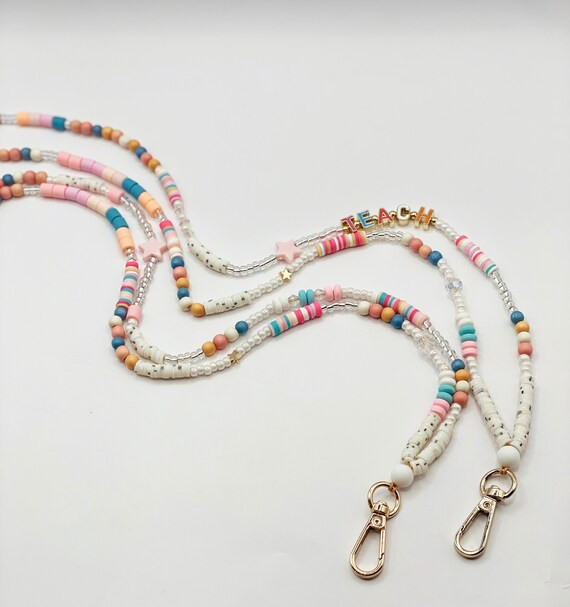 Beaded Colorful Teacher Lanyard Bright Teacher Lanyard TEACH | Etsy | Etsy (US)