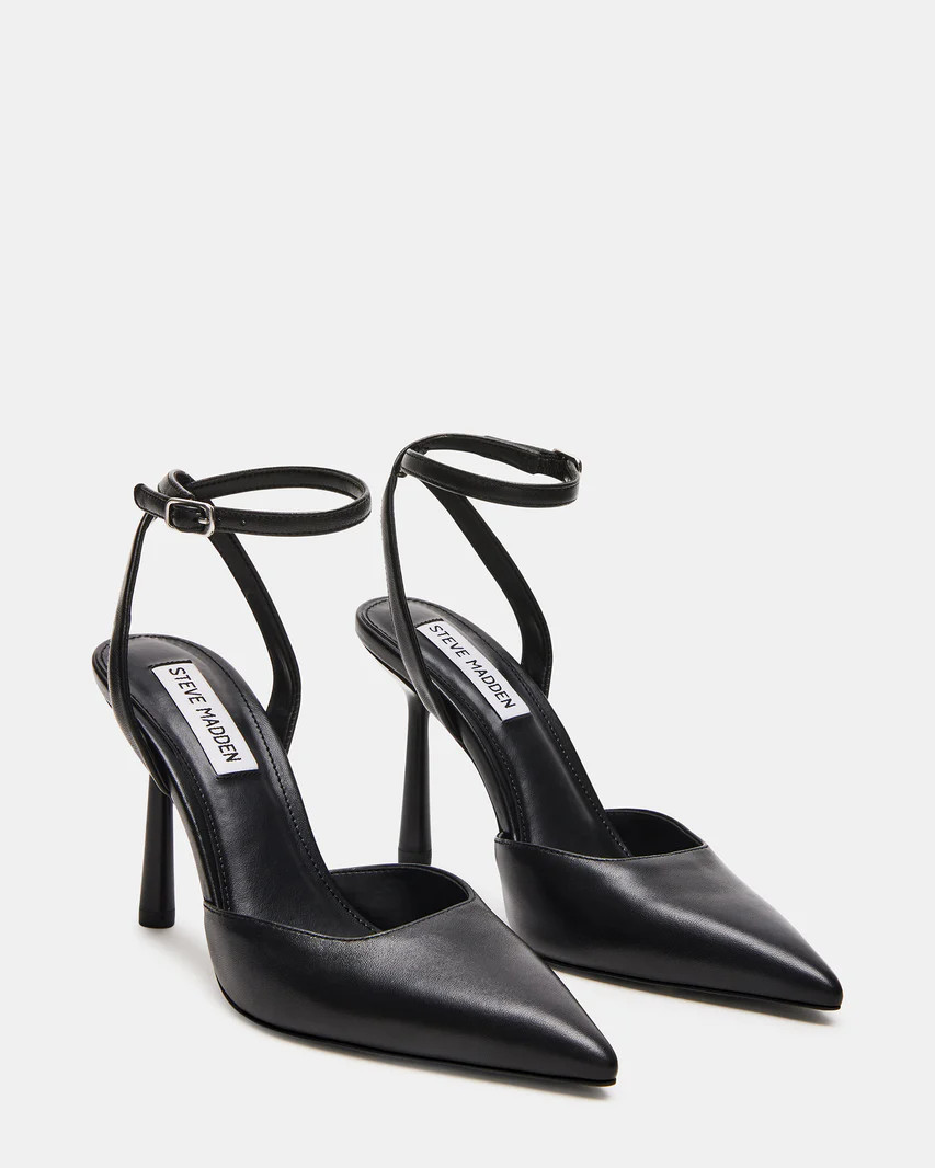 ALLIANCE Black Leather Pointed Toe Pump | Women's Heels | Steve Madden (US)