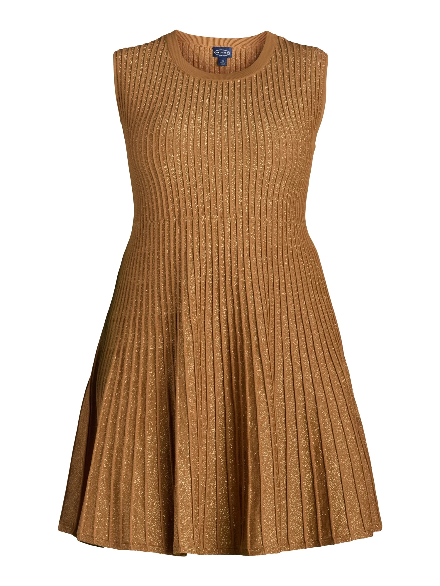 Scoop Women’s Plus Metallic Knit Mini Flare Dress, Sizes 1X-4X | Walmart (US)
