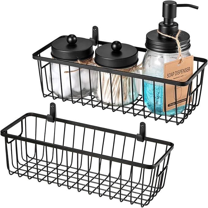 SheeChung Farmhouse Decor Metal Wire Bathroom Storage Organizer Basket Bins - for Cabinets, Shelv... | Amazon (US)