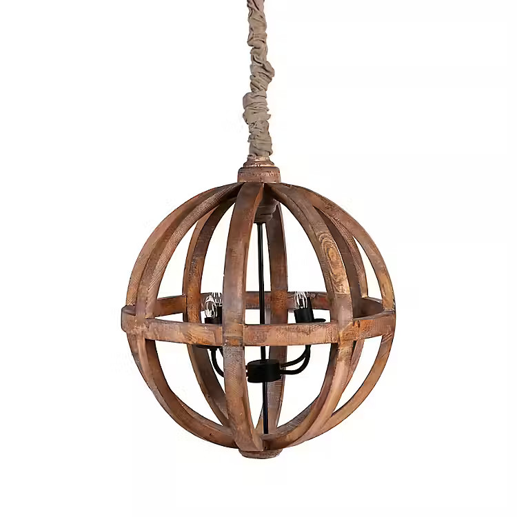 Natural Fir Wood Sphere Chandelier | Kirkland's Home
