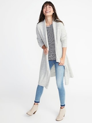 Old Navy Womens Shawl-Collar Open-Front Cardi For Women Heather Gray Size XL | Old Navy US