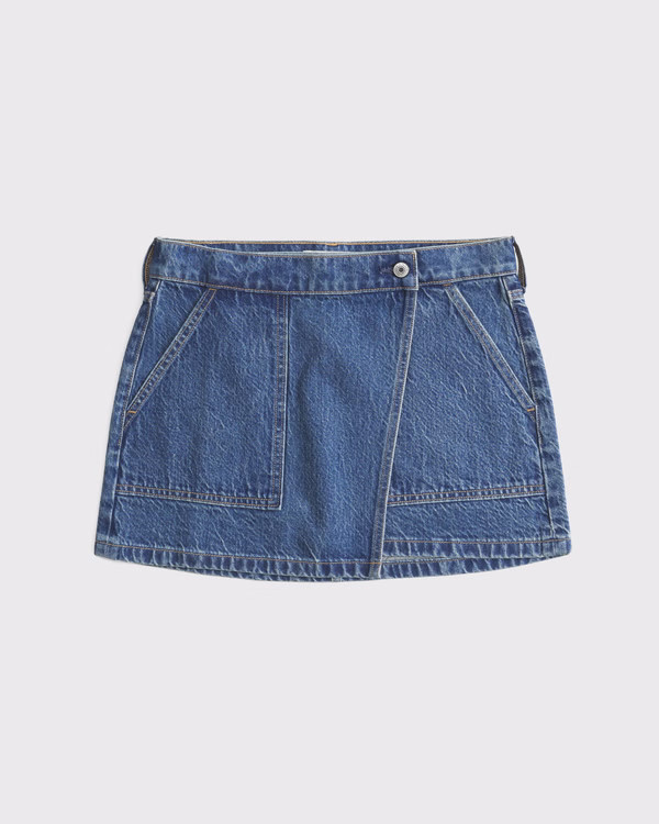 Mid Rise Denim Wrap Mini Skirt | Abercrombie & Fitch (US)