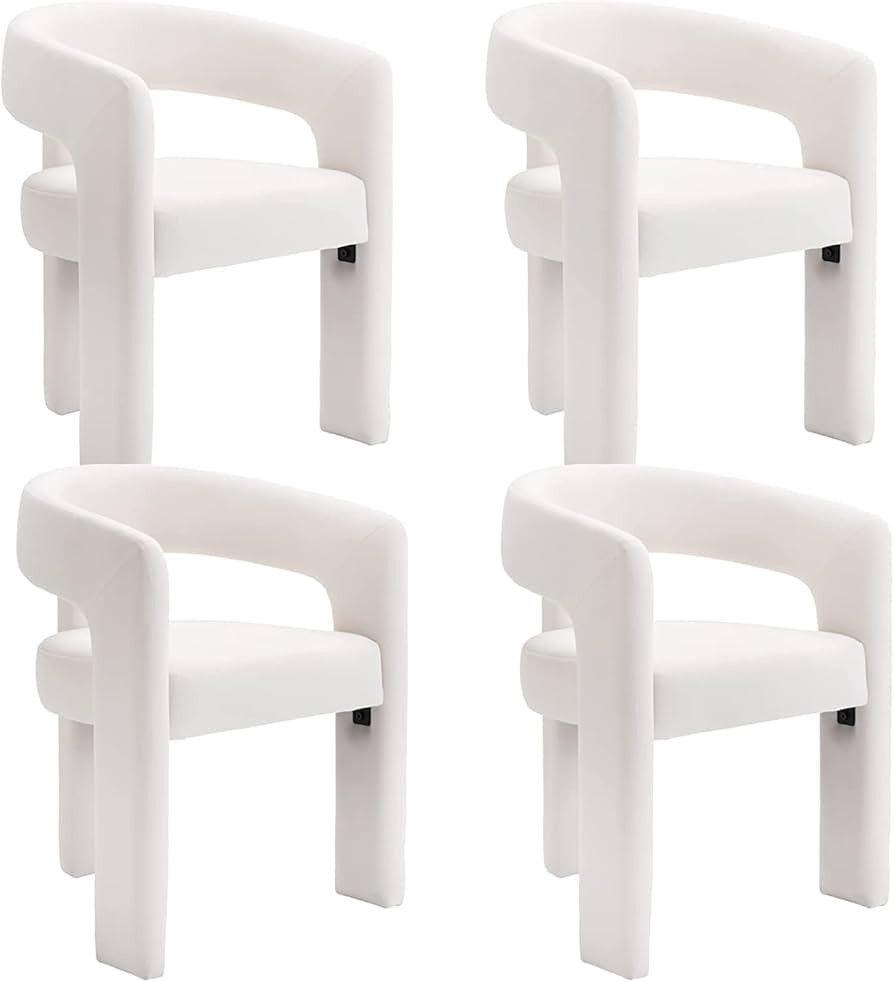 Modern Barrel Dining Chairs Set of 4, Velvet Upholstered Accent Side Chair with Arms Comfy Makeup... | Amazon (US)