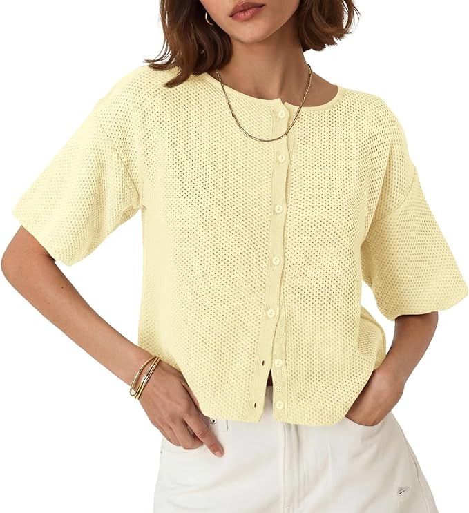 Saodimallsu Womens Button Down Cardigan Lightweight Knit Sweater Tops | Amazon (US)