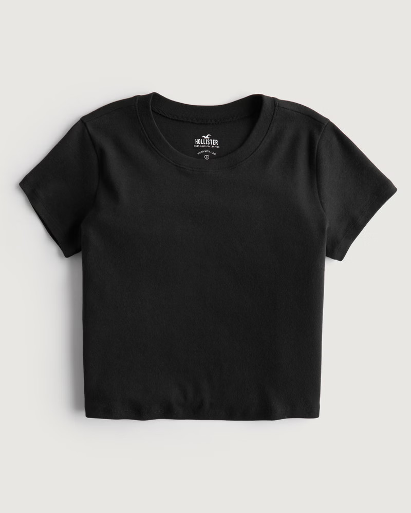 Women's Relaxed Micro-Rib Cotton Crew T-Shirt | Women's Tops | HollisterCo.com | Hollister (US)