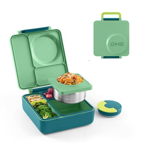 OmieBox Bento Box for Kids - Insulated Bento Lunch Box with Leak Proof Thermos Food Jar - 3 Compartments, Two Temperature Zones - (Meadow) | Amazon (US)