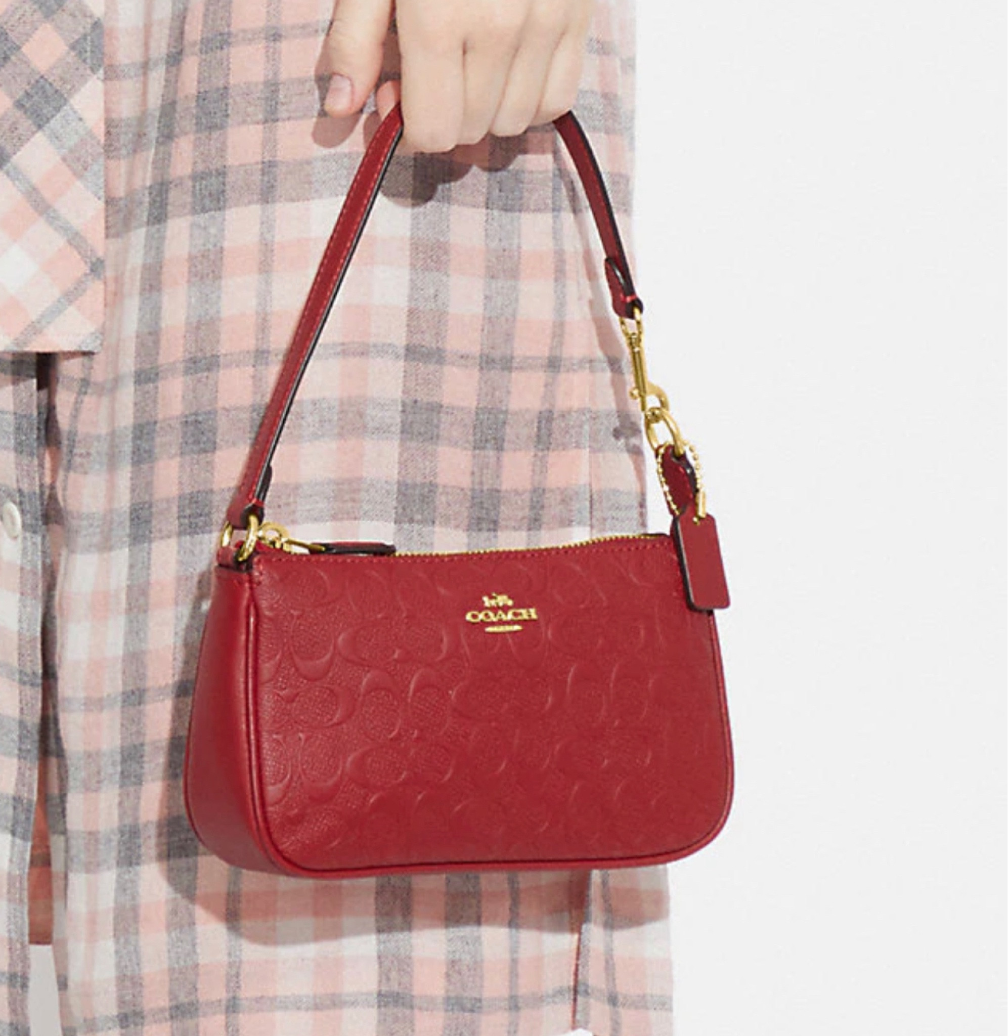 COACH Patent Signature Leather Pochette