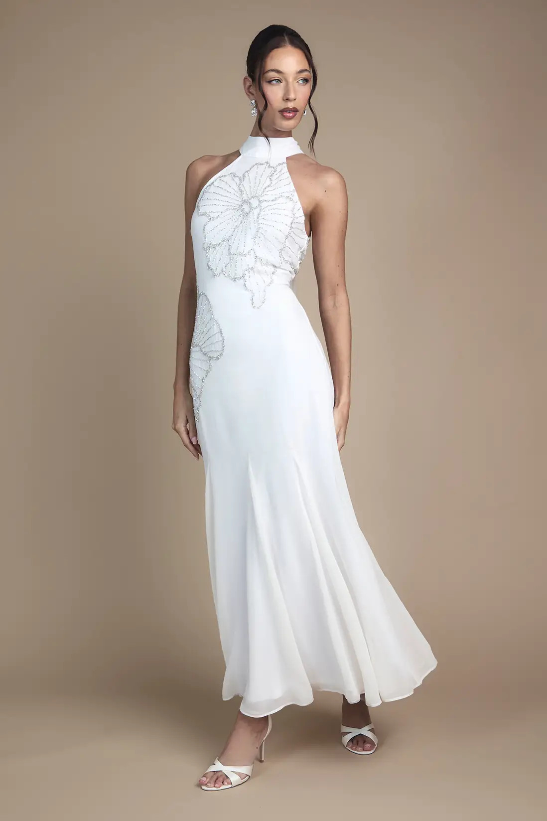 Embellished Maxi Wedding Dress With Godet Pleats | Karen Millen