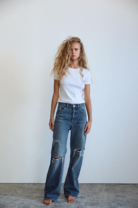 TRF CURVED HIGH-WAISTED JEANS | Zara US