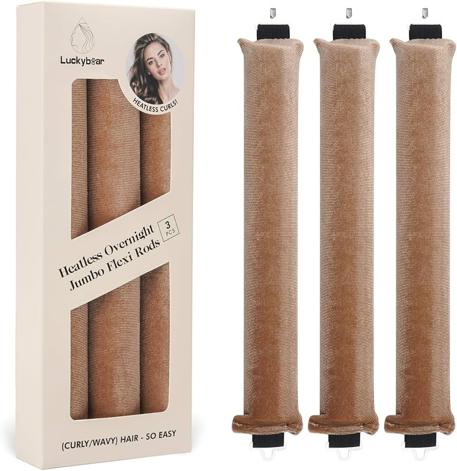 Overnight Heatless Hair Curler Blowout Rods Jumbo, Heatless Curls Satin Jumbo Flexi Rods to Sleep... | Amazon (US)