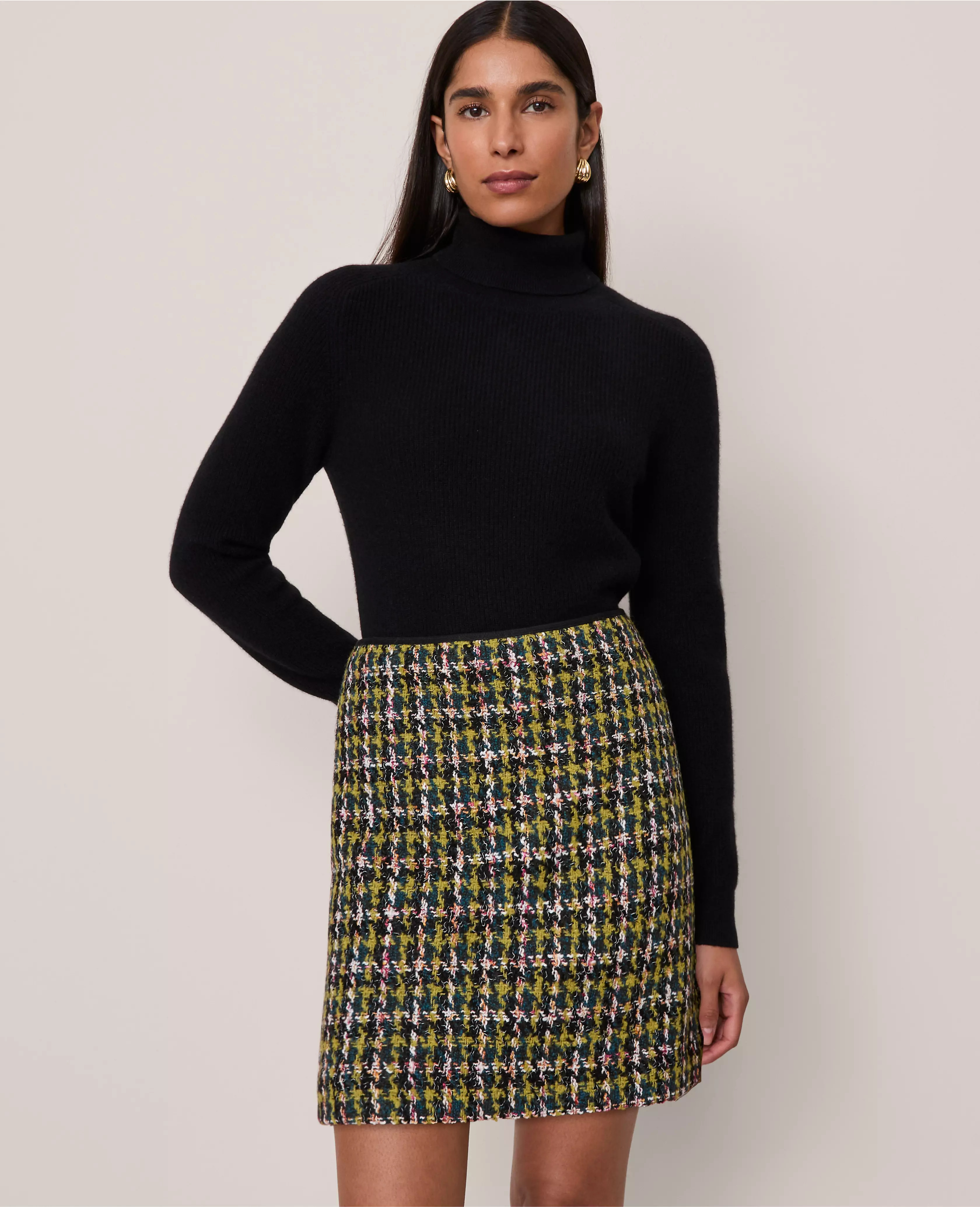 Houndstooth Tweed Skirt | Ann Taylor
