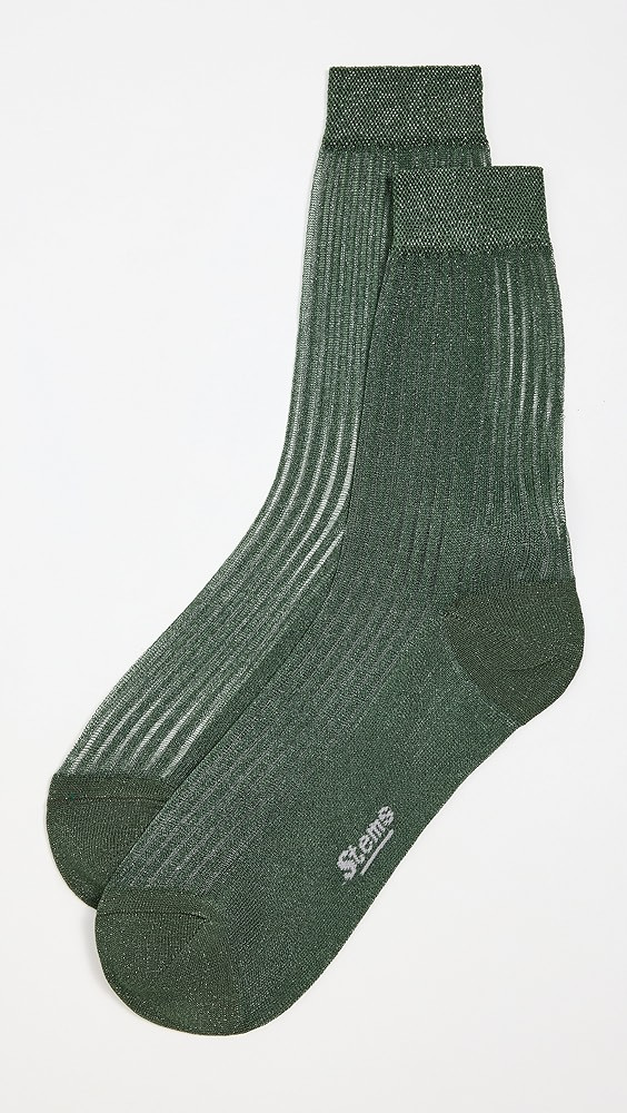 Stems Fine Ribbed Metallic Crew Socks | Shopbop | Shopbop