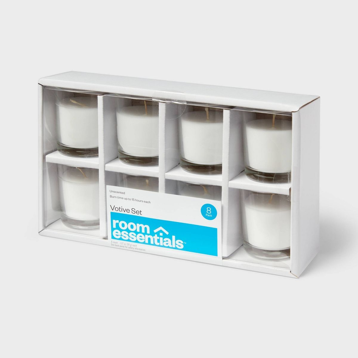 2.3" 8pk Unscented Votive Candle Set White - Room Essentials™ | Target
