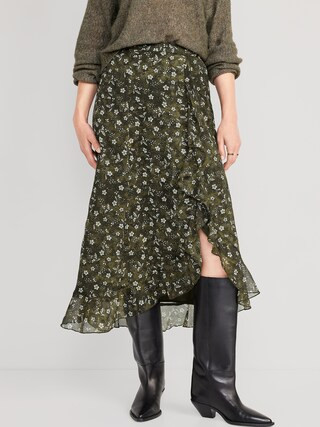 High-Waisted Ruffle-Trim Maxi Skirt for Women | Old Navy (CA)