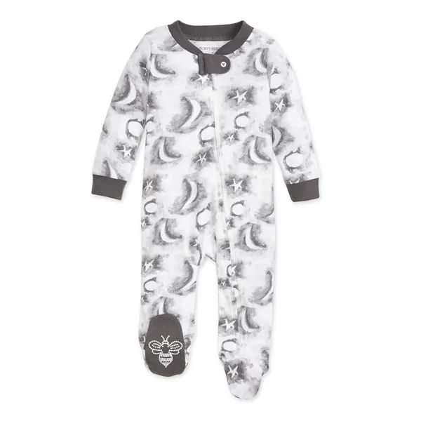 Cloudy Night Organic Baby Zip Front Loose Fit Footed Pajamas | Burts Bees Baby