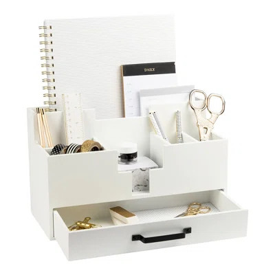 White Wood Office Desk Organizers And Accessories - Home Office Organization Office Desk Accessories For Women - Office Desk Organizer - Small Desk Or | Wayfair North America