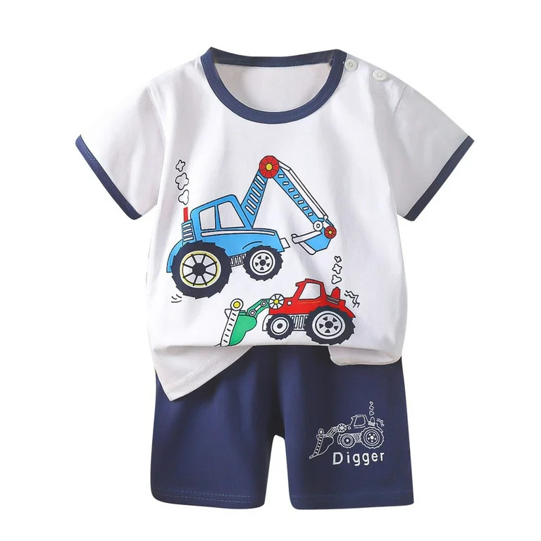Fesfesfes Toddler Outfits Summer Girls And Boys T-shirt Baby Suits Clothes Short Sleeve Shirts Sh... | Walmart (US)
