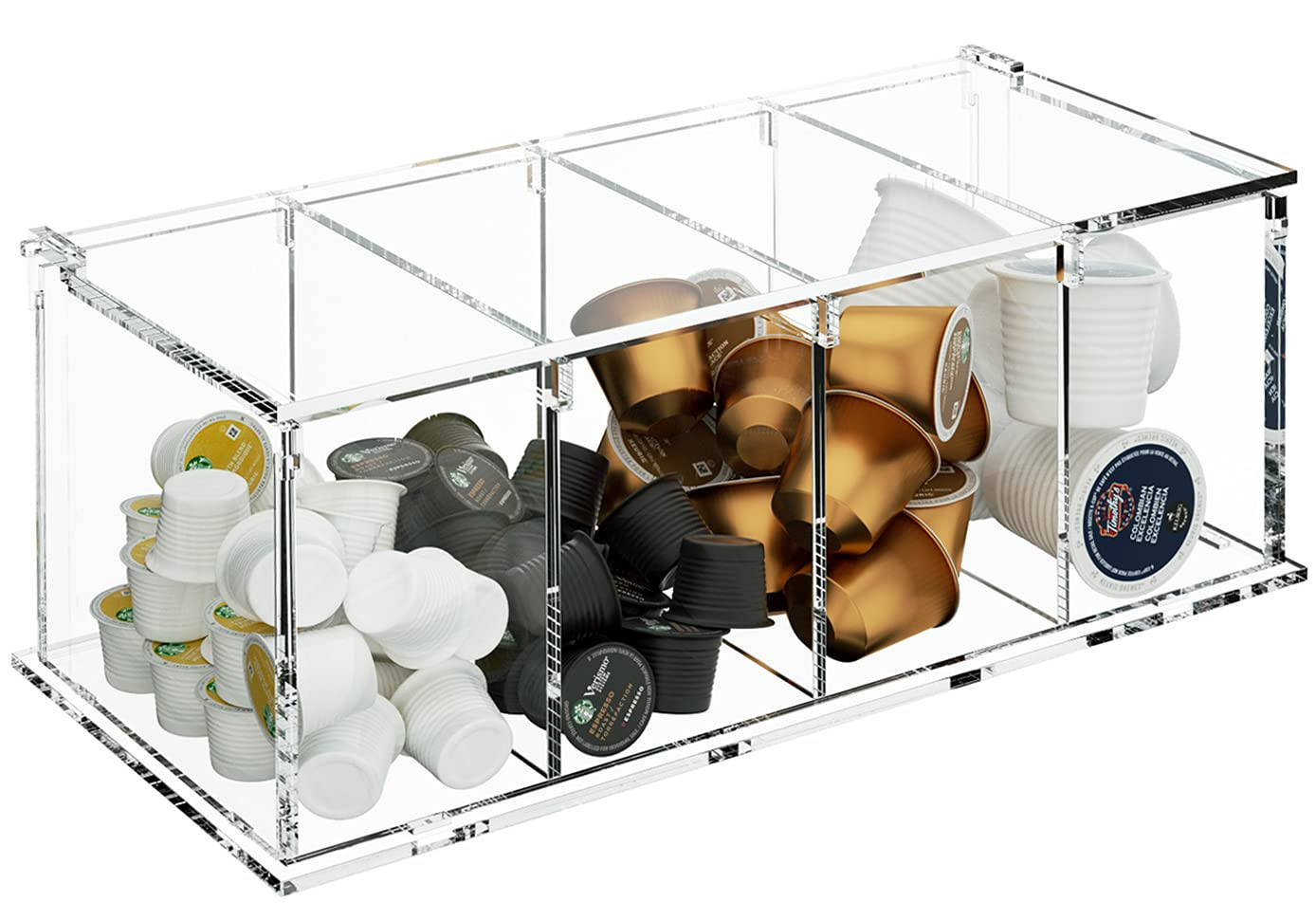 Coffee Capsule Holder Acrylic Box K Cup Holder Coffee Pod Storage Clear Acrylic 4 Compartment wit... | Amazon (US)