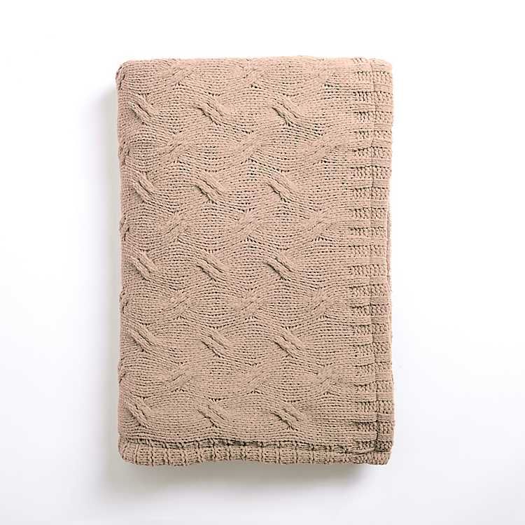 New! Tan Chenille Cable Knit Throw | Kirkland's Home