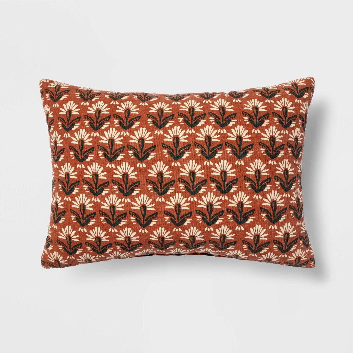 14"x20" Traditional Printed Woodblock Oblong Decorative Pillow Bronze - Threshold™ | Target
