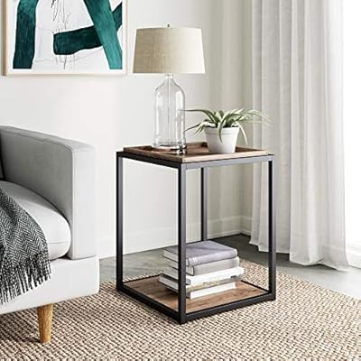 Nathan James Nash Modern Industrial Accent End or Side Table with Tray Top Wood Shelves & Durable... | Amazon (US)