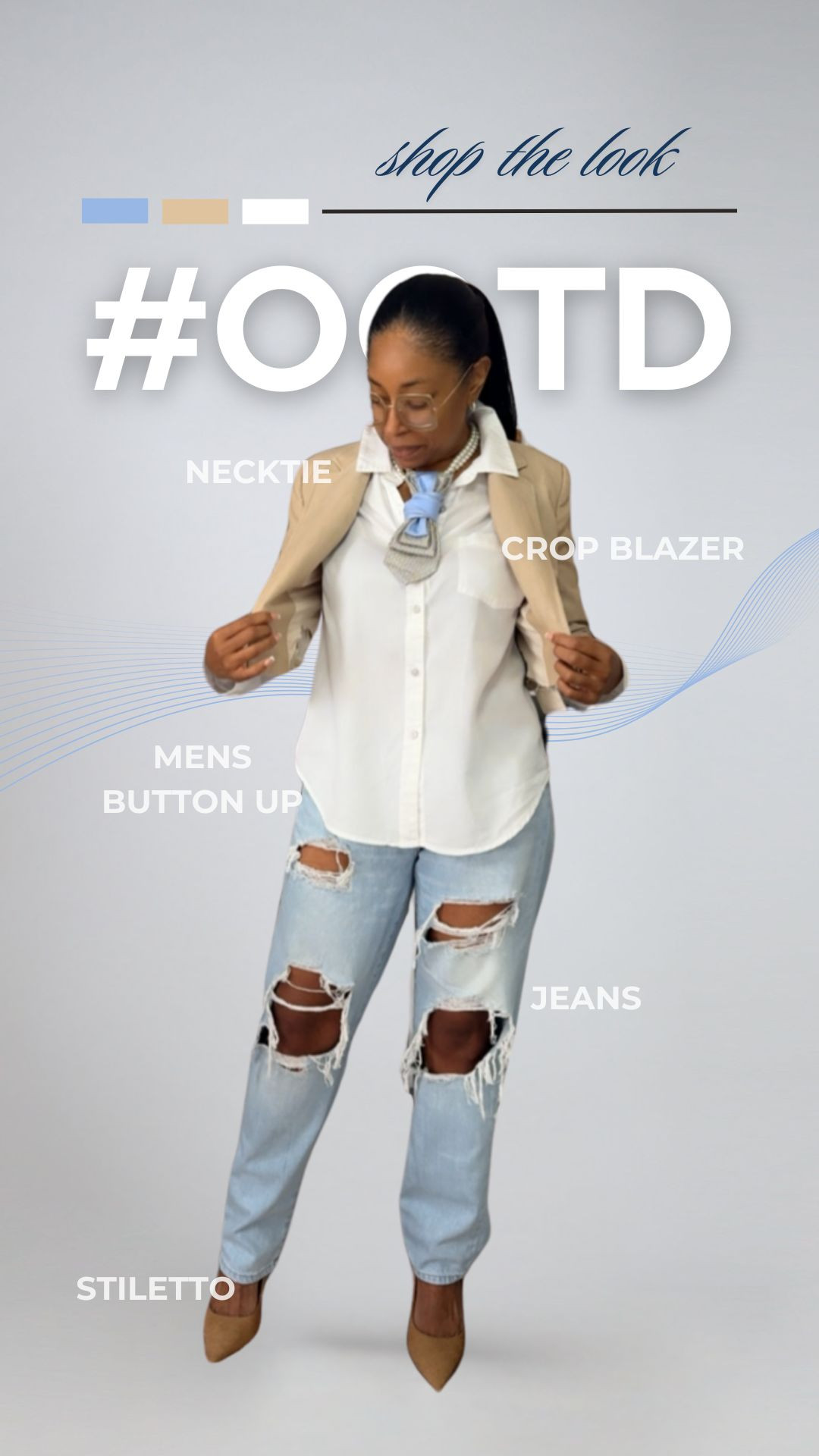 👔 STREET STYLE MEETS BOARDROOM ENERGY 👠
Yes, I paired a men’s button-up, layered neckties, a crop blazer, and ripped jeans—because why not?!
Style rule #1: Break the rules 💅🏽
This is for the Glamma who can negotiate deals at noon and turn heads by 1.

🪩 Crop Blazer – tailored & trimmed to perfection
🧵 Men’s Button-Up – oversized but make it fashion
🎀 Neckties – because one just wasn’t enough
🦵Ripped Denim – giving balance, edge & vibe
👠 Stilettos – sis still got that walk

Shop this #OOTD on my LTK and remix the dress code your way.
#StreetChicWithClass #GlammaStyle #LTKLookbook #ButtonUpAndSlay #NecktieRemix #BusinessUnusual #BlackGirlFashion #EdgyAndElegant #LTKFitOfTheDay 

 #LTKOver40 #LTKStyleTip #LTKBeauty