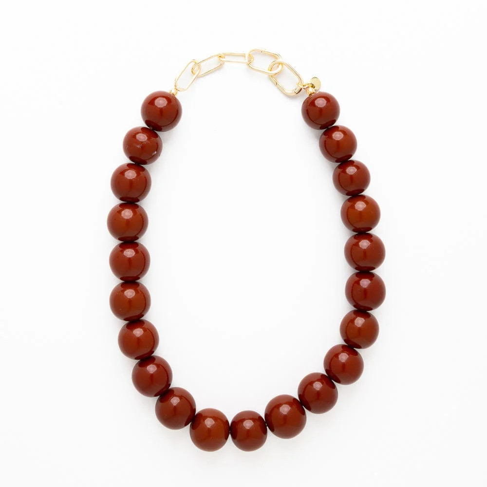 Iris Large Resin Bead Necklace Brown | INK+ALLOY