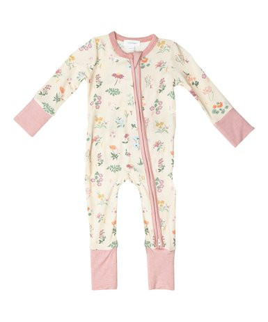 Pink & Beige ABC Florals Two-Way Zip-Up Playsuit - Newborn & Infant | Zulily