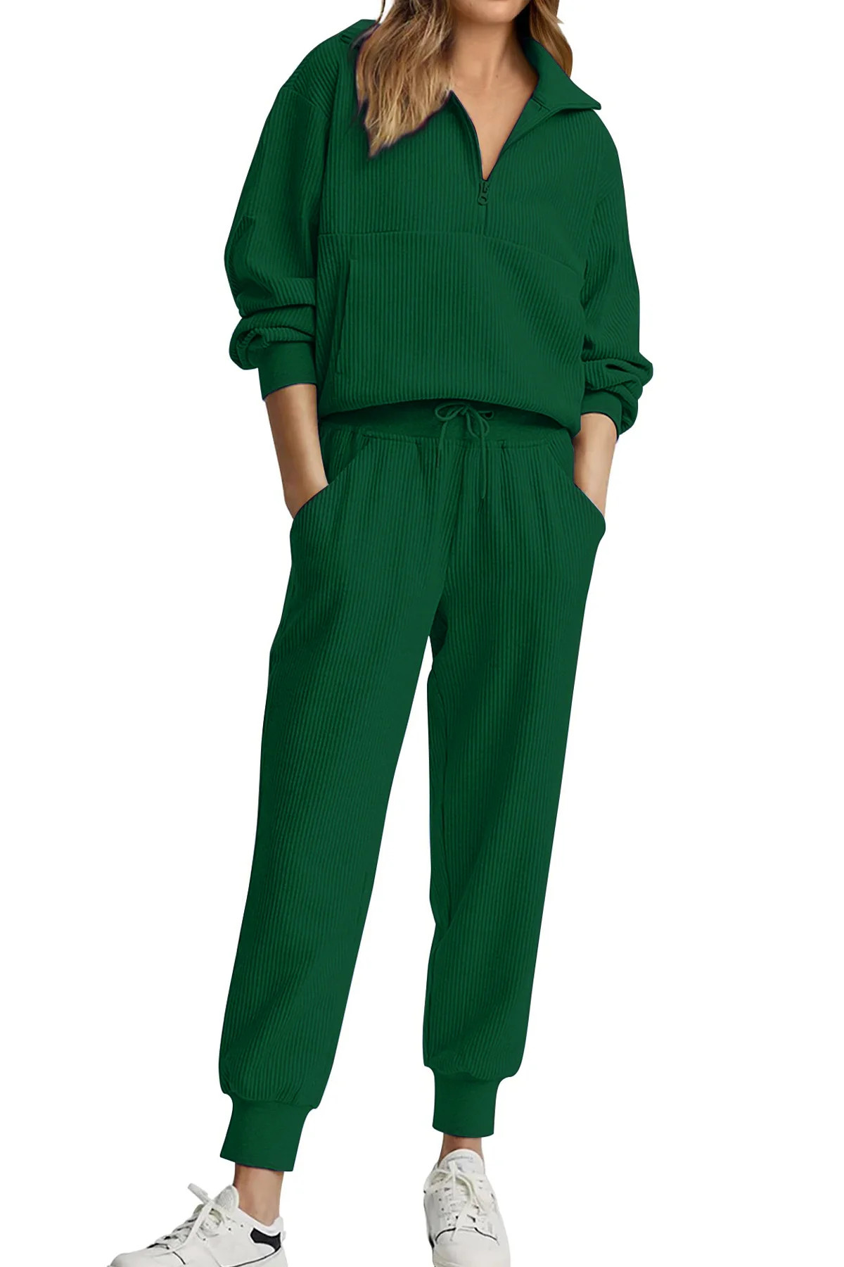 Fantaslook Womens 2 Piece Outfits Long Sleeve Half Zip Sweatsuits with Pockets Pullover Lounge Se... | Walmart (US)