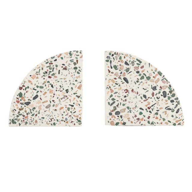 Genuine Cement Cast Terrazzo 4.3" 2 Pc Set Modern Design Tabletop Bookends | Walmart (US)